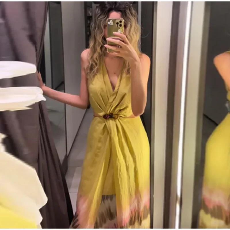 Элегантное печатное женское платье — фото 5