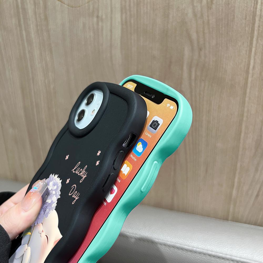 Painted Pattern Big Wave Edge Soft Silicone Material Macaron Phone Case Shockproof Protective Rubber Casing for iPhone Huawei Honor Infinix Tecno