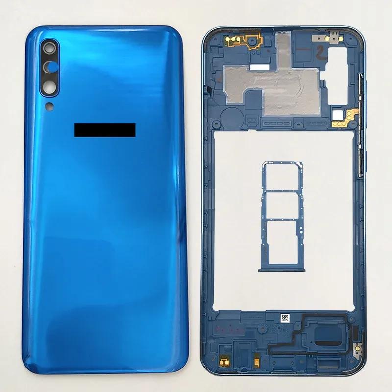 Middle Frame For Samsung Galaxy A50 2019 A505 SM-A505F Housing Middle Frame Battery Cover Back Panel Rear With SIM Card Tra