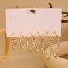 3 Pairs Women Earrings Ear-Pin Closure Stable Wearing Structure Multi-Size Hoop Earrings with Rhinestones Inlaid Jewelry Gift