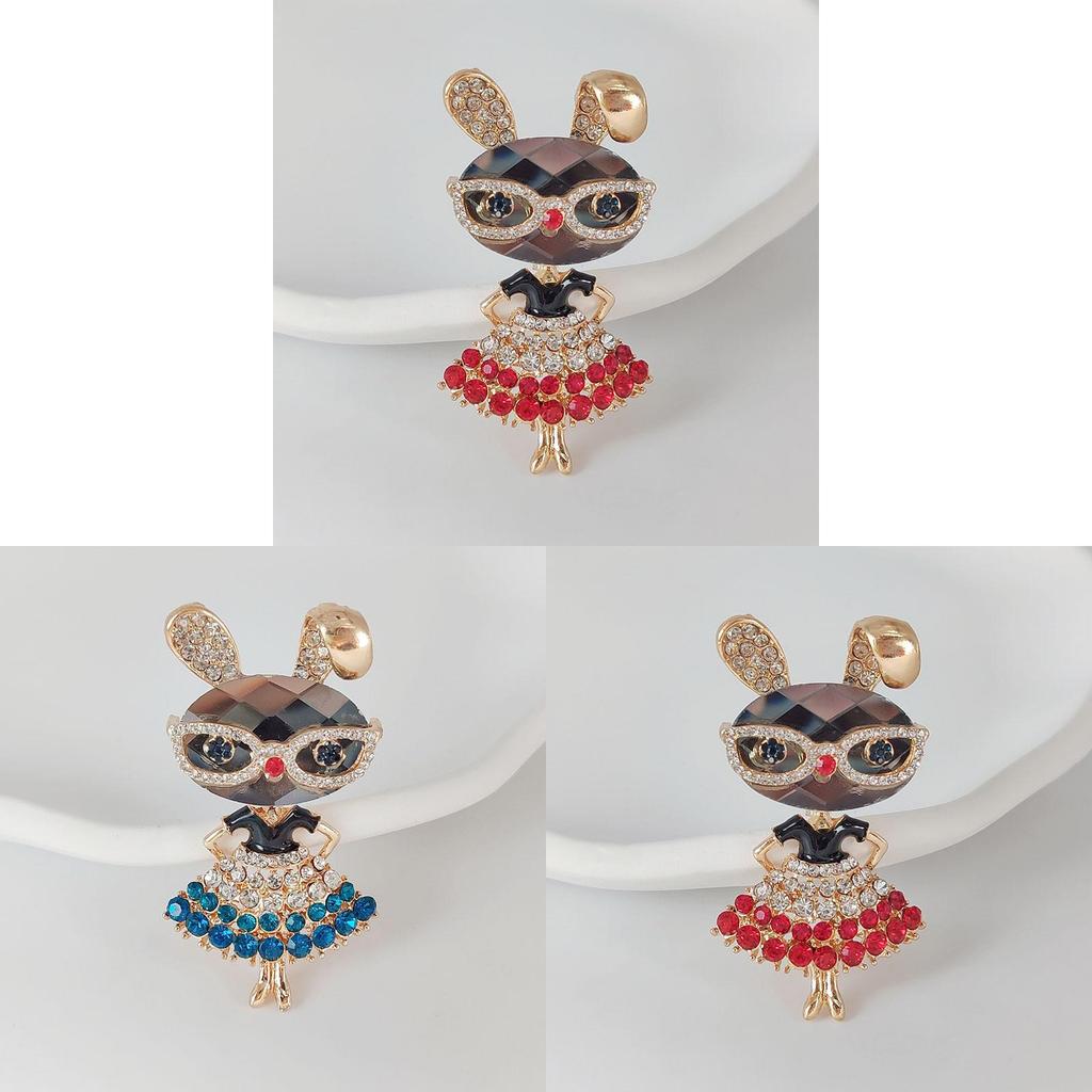 Animal Brooch Retro Style Alloy Modern Cartoon Glasses Bunny Cute Jewelry For Women