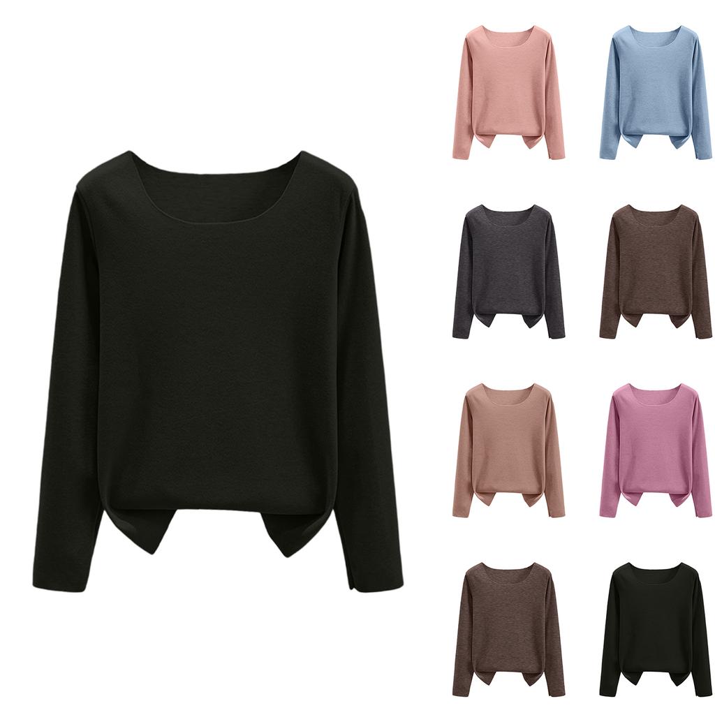 Ladies' Loose Comfortable Casual Fashionable And Warm Underwear With Seamless Round Neck And Thick Velvet Top