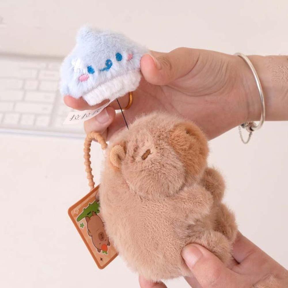Funny Pulling Rope Capybara Dolls Key Ring Cartoon Capybara Keychain Plush Animal Pendant  Friends