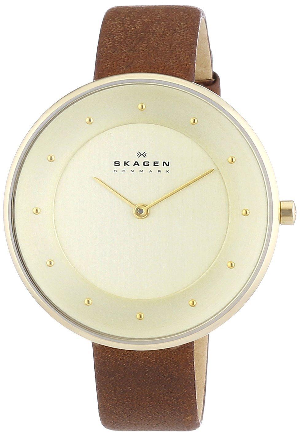 

SKAGEN Gitte Leather SKW2138 золотые кожаные кварцевые женские часы из золотисто-коричневой кожи [предмет]