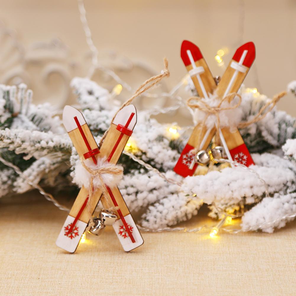 Wooden Sled Shop Mall Window Pendant Xmas Tree Hanging Ornaments Christmas Decor