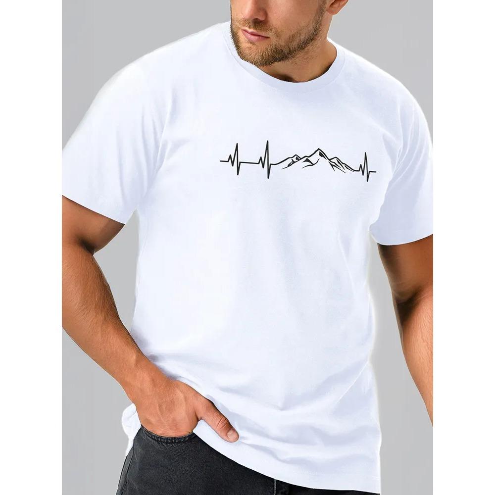 Summer Men's Round Neck Short Sleeved T-shirt Comfortable Fashionable Breathable Sweat Absorbing Printed Cotton T-shirt