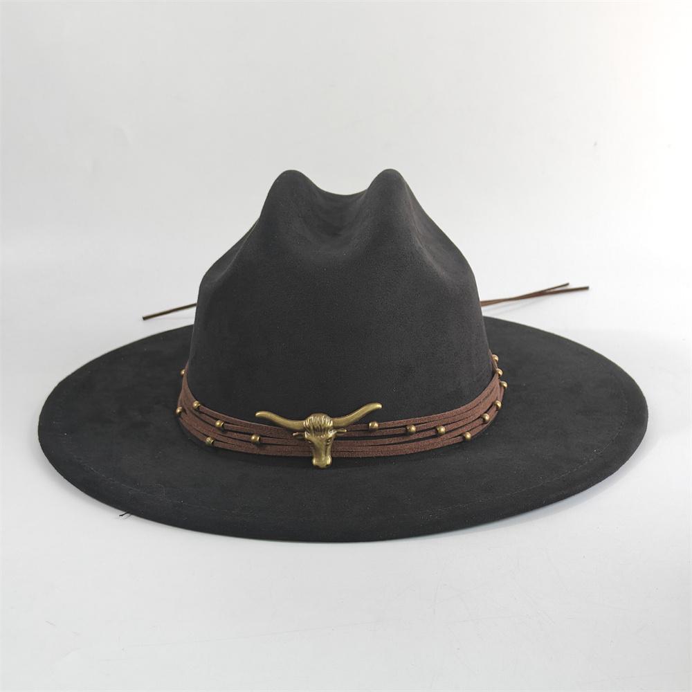 Artificial Suede Fedora Hats Vintage Winter Autumn Wide Brim Gentleman Cowboy Hat Holidays Party Cosplay Hat Sombrero Cap