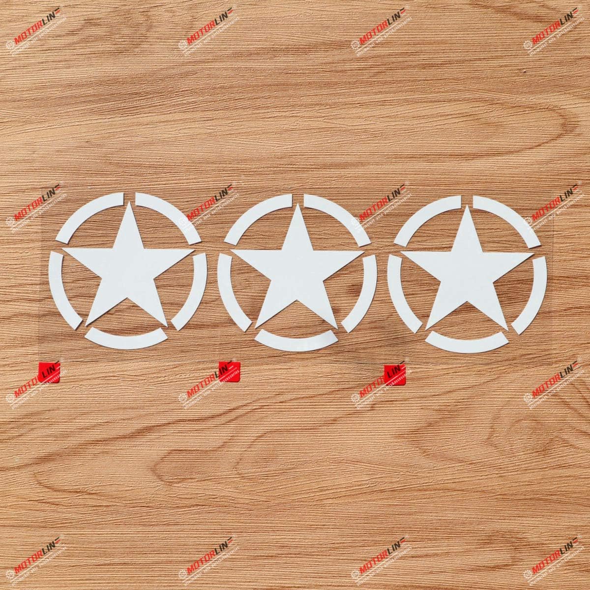 Army Star WW2 Decal Sticker Vinyl - 3 Pack White, 3 Inches - fit for Jeep Toyota Ford 01281
