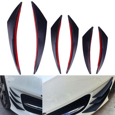 6PCS Black Carbon Fiber Styling Car Accessories Auto Front Bumper Lip Rubber Fin Splitter Spoiler Canard Valence Body