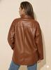 Stylish Brown Handmade Lambskin Leather Casual Party Wear Genuine Women's Shirt