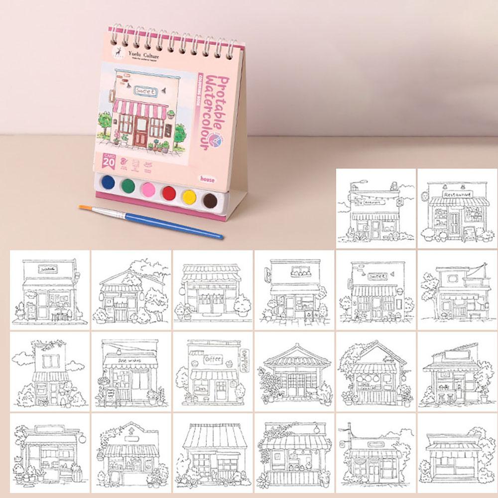 Креативный спиральный вертикальный акварельный рисунок DIY акварельная книга для граффити со встроенной краской раскраска розовый