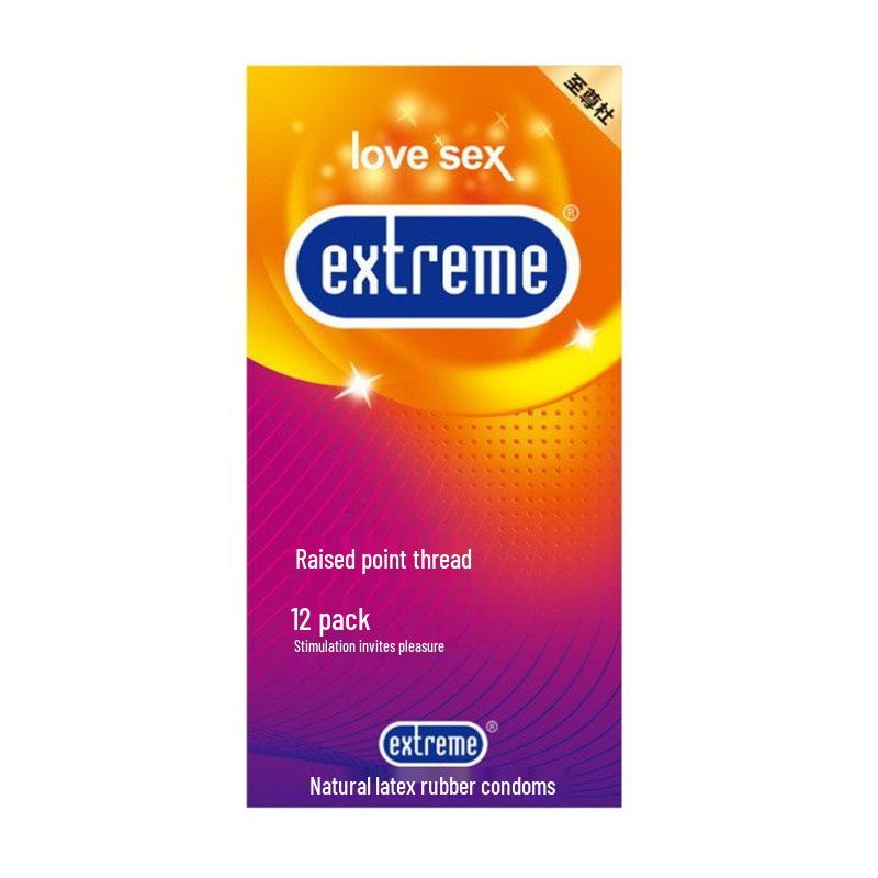 Adult Supreme Ultra-Thin Condoms with Granules, Medium Size, 12-Pack