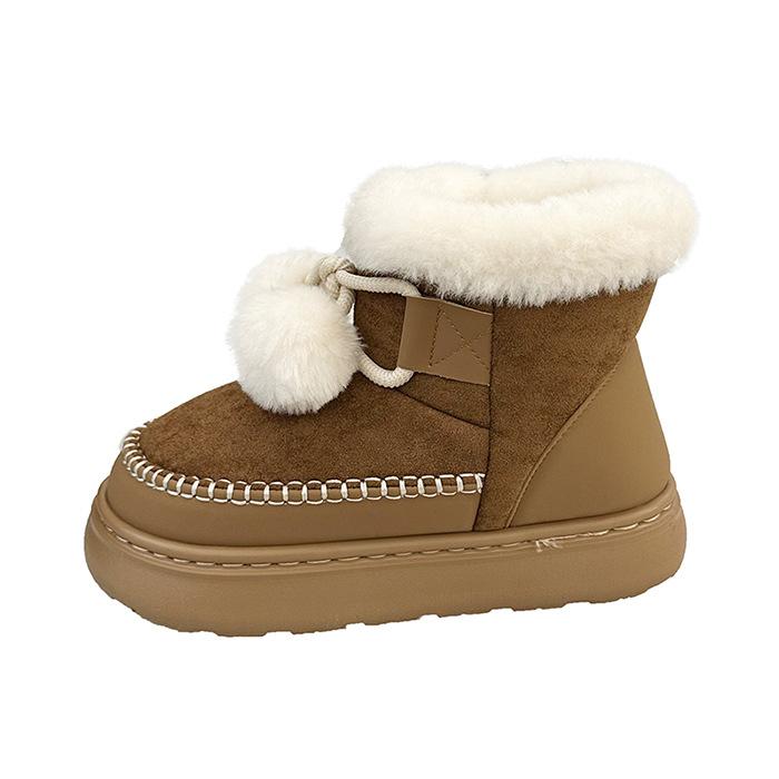 

Милые ботинки на платформе для женщин, новинка зимы 2025 года, универсальные, бархатные, с утолщенной теплой и нескользящей подошвой, высокие, хлопковые ботинки для Северо-Востока 40 коричневый