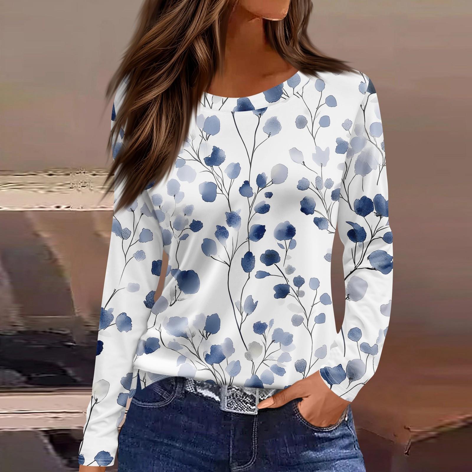 

Women s Floral Long Sleeve Casual Top Soft Comfortable Fabric, Perfect for Everyday Wear, Stylish and Trendy S