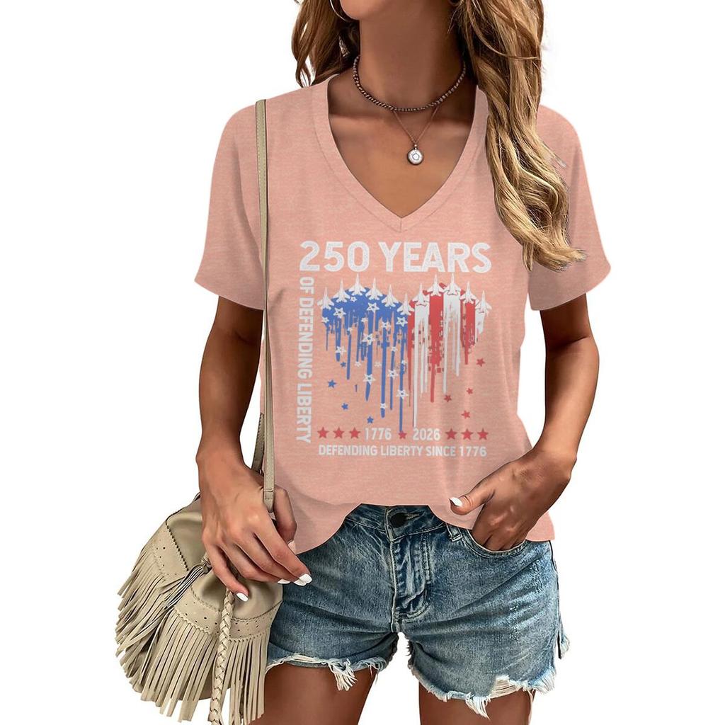 Fourth of July Shirt for Women 250th America Anniversary TShirt USA Flag Heart Design Graphic Tee Top Gift T-shirts