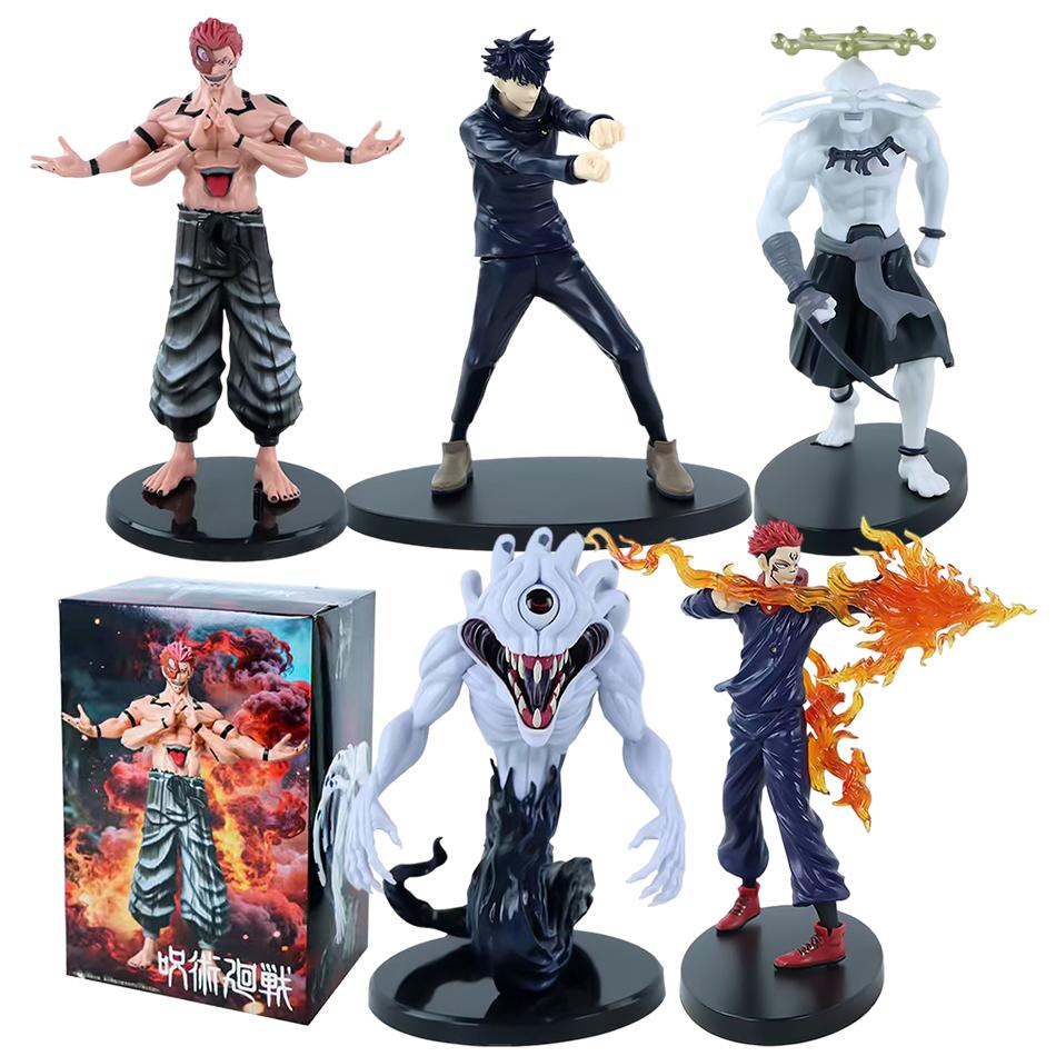 New 5pcs/set Anime Jujutsu Kaisen Cartoon Doll Itadori Yuji Seated Noodle Stopper Action Figure Model Toys Collection Hobbies