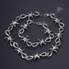 Punk Jewelry Set Barbed Wire Brambles Necklace Bracelet for Motorcyclists Bikers