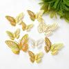 Yousheng 12 Pezzi Decorazione da Parete Farfalle 3D 3 Misure Farfalle Metalliche Vuote Decalcomania per Festa di Compleanno Decorazione Torta Rimovibile Fai da Te Murale Artistico da Parete per