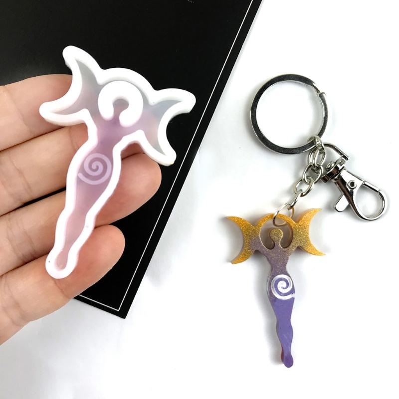 Epoxy Resin Molds Polymer Clay Molds for Handmade DIY Goddess Moon Mould for DIY Necklace Pendant Ornament Keychain