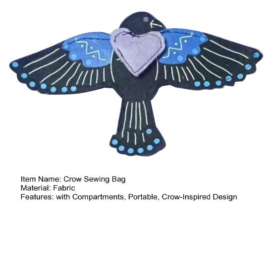 Raven Sewing Bag Guardian of Stitches Handmade Felt Crow Sewing Pouch Sewing Accessories Organizer Gift for Craft Lovers Mom Women