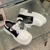 Fashion Color Block Block Heel Shoes Autumn New Round Toe Front Strappy Platform Non-slip Wear-resistant Single Shoes