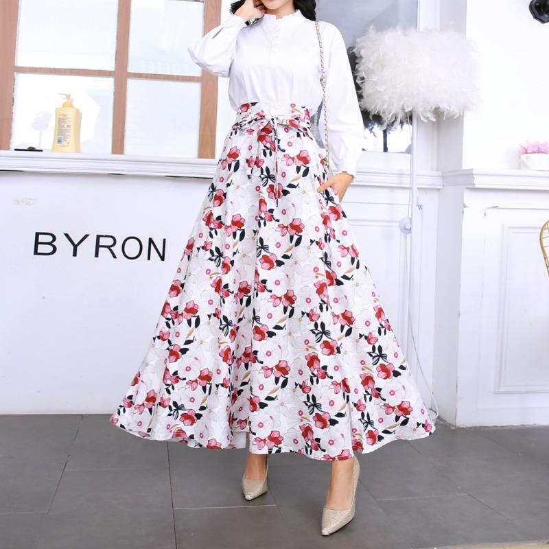 Spring new women's skirt digital printing pendulum dress