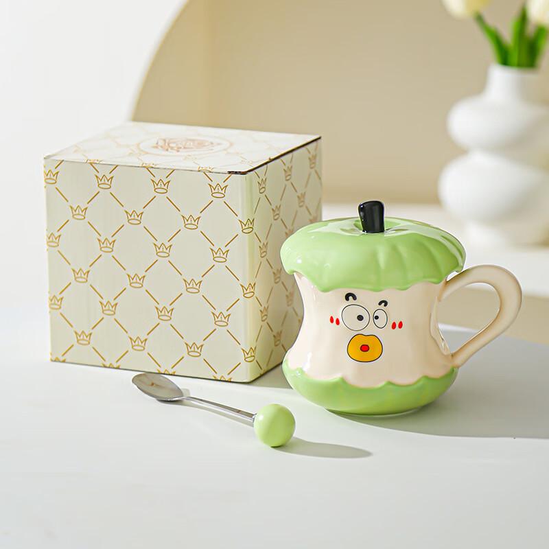 Nu Feng Apple Core Ceramic Mug with Lid and Spoon