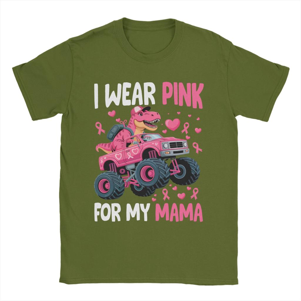Men T-Shirt I Wear Pink for My Mama Breast Cancer Monster Truck T Shirts Popular  Summer Tee Shirt Y2K Basic Tops Birthday Gift