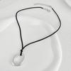 European-American Geometric Irregular Heart Hollow Pendant Oval Wax Rope Necklace