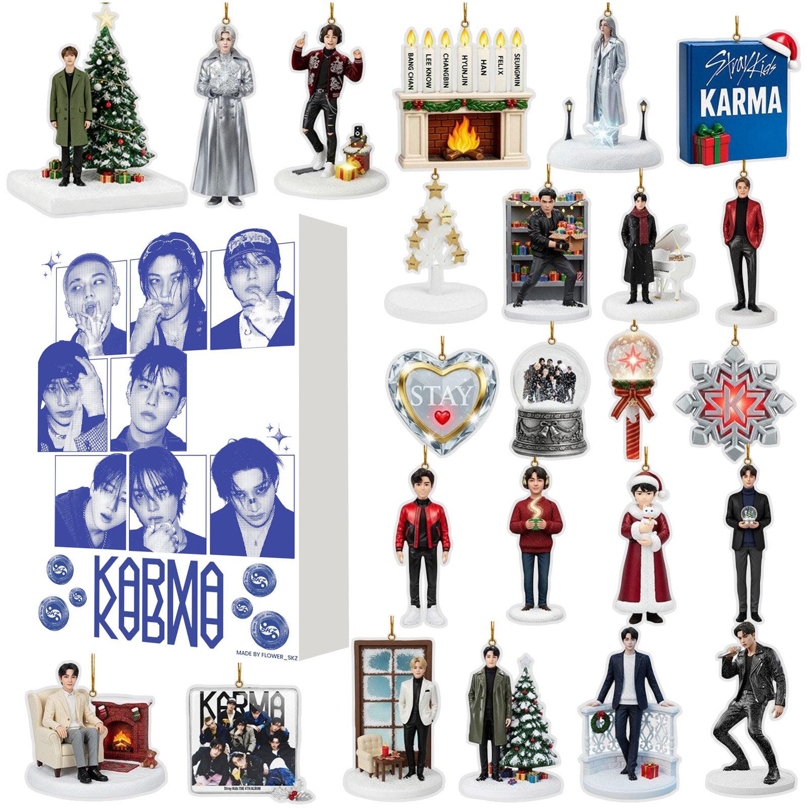 

Календарь Адвента 2025, 24 дня Рождественский календарь обратного отсчета с 24 шт. украшений, Ежедневные сюрпризы для отдыха, 2D акриловые украшения Рождественский декор One Size