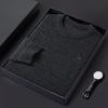 Men's Plus Size Fleece-Lined Chenille Round Neck Embroidered Sweater