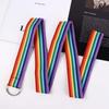 Nylon Men Belt Long Canvas Waist Belt Retro Rainbow Canvas Belt  Student