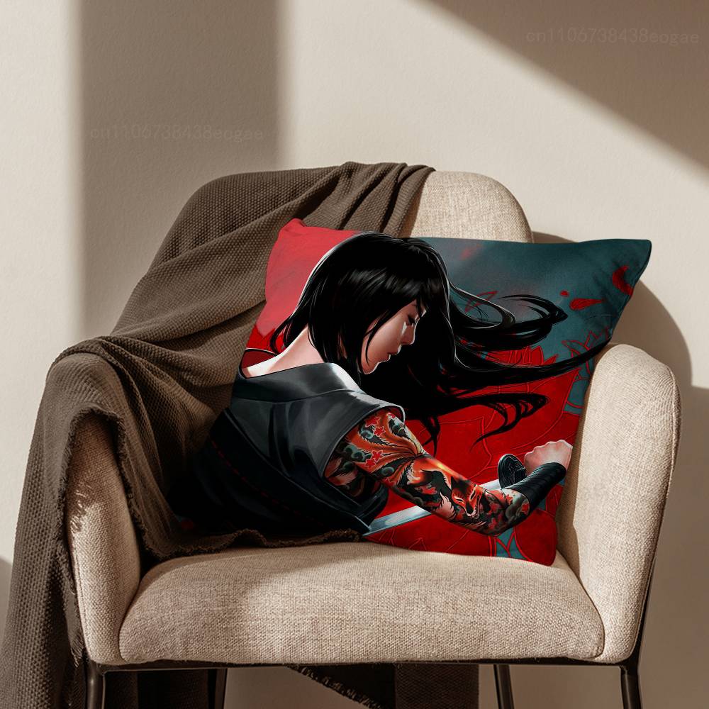 S-Samurai Warrior Geisha  Throw Pillow Case For 45*45cm,55*55cm,30*30cm For Home Bedroom Decoration And Protector