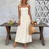 Womens Summer Dresses 2026 Sleeveless Spaghetti Strap Button Down Beach Vacation Long Maxi Dress
