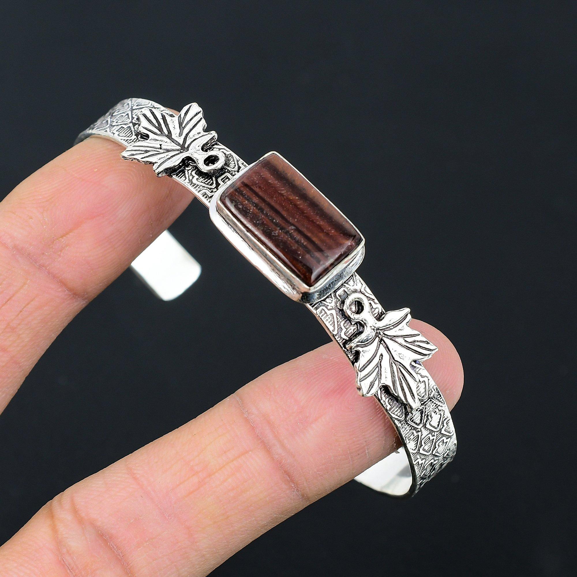 

Mothers day Deal Tiger Eye Gemstone 925 Sterling Silver Birthday Bangle Jewelry Adjustable