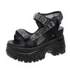 Korean Style Rhinestone Platform Velcro Sandals - 2024 Summer Collection