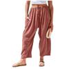 2026 Spring/Summer Women's Elastic Waist Pleated Mid-Waist Straight-Leg Loose Casual Cropped Pants
