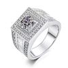 Fashion Geometry White Zircon Crystal Engagement Ring  for Men Business Style Wedding Rings  Hand Accessories Size 6-13