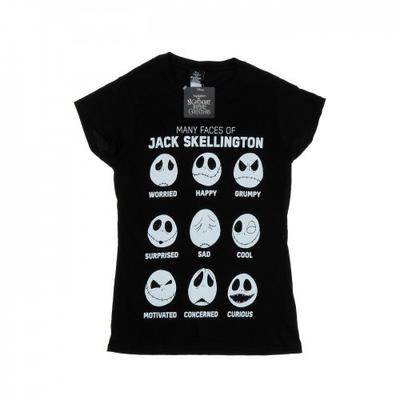 Camiseta feminina/feminina Nightmare Before Christmas Many Faces Of Jack Cotton