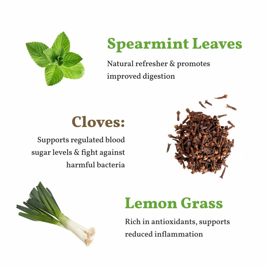 Sancha Tea Boutique, Spearmint Herbal Tea, 25 Pyramid Tea Bags,Pure Spearmint Tea With Cloves & Lemongrass, Tea For Pcos & Pcod, Naturally C