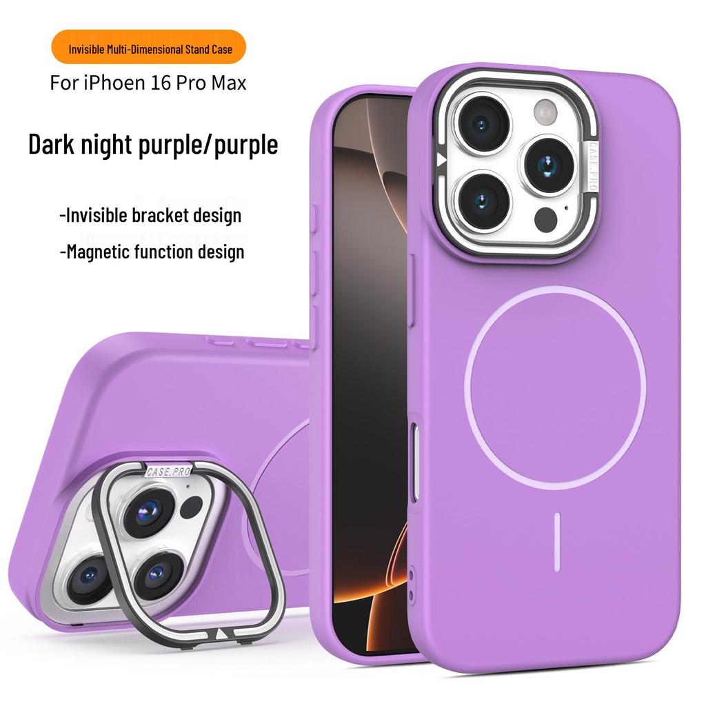 Apple 16 Case: Invisible Lens Stand, iPhone 17 Compatible, Thin Magnetic Frosted Ring Protective Cover.