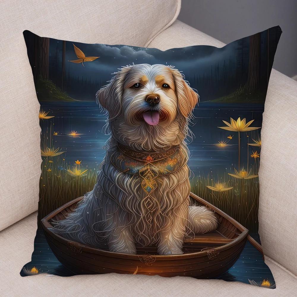 Moon Boat Butterfly Dog Corgi Cushion Cover Double Print Decor Pet Animal Pillowcase Soft Plush Pillow Case for Car Sofa Home