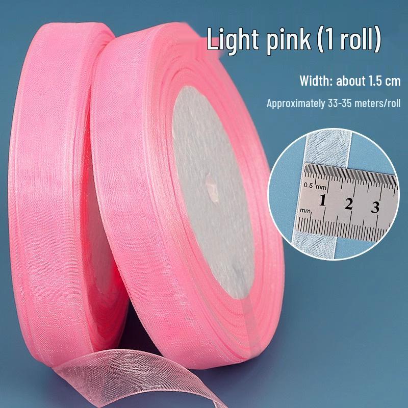 1.5cm Transparent Snow Yarn Ribbon for Gift Wrapping, DIY Crafts, Hair Accessories, and Chiffon Projects.