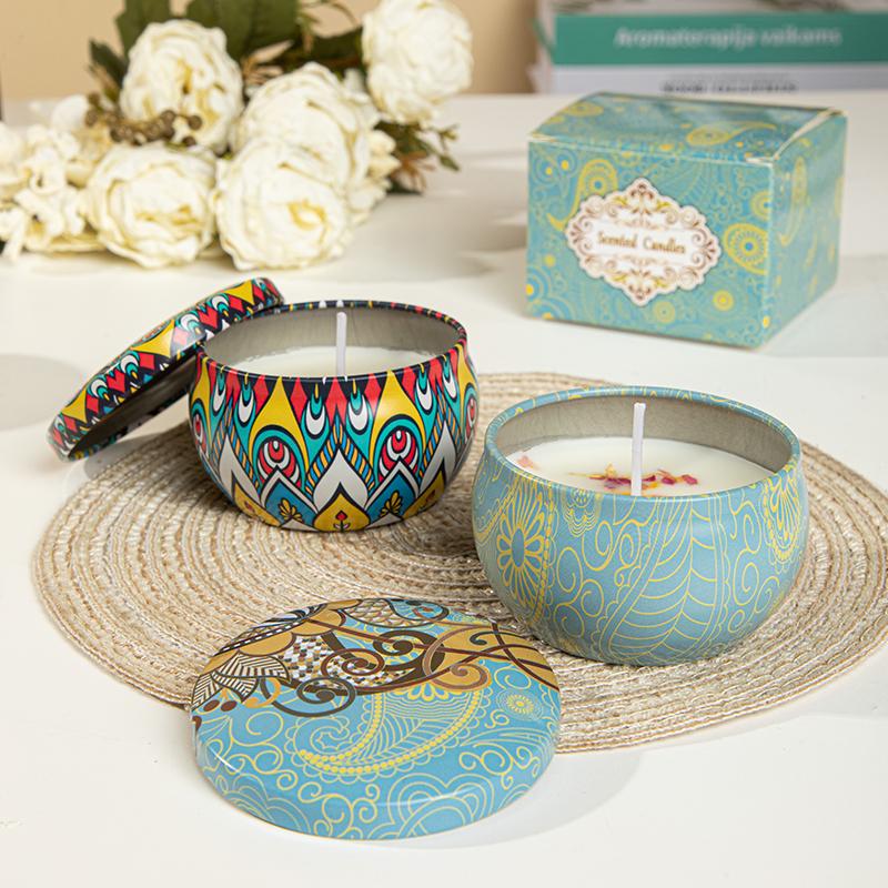 Scented Long Lasting Smokeless Fragrance Candle Jar Soy Candles Crystal Stone Dried Flower Couples Romantic Home Decor