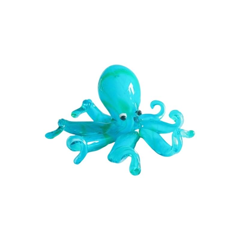 Multicolor Octopuses Glass Miniature Figurine Home Office Desktop Decors Car Ornament Gift for Birthdays Valentines Day