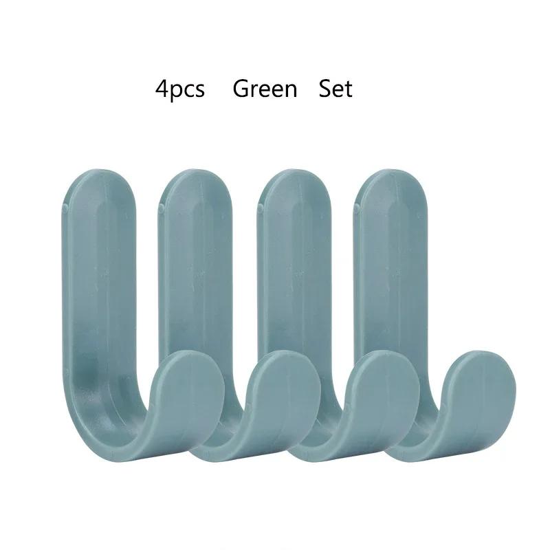 4PCS Towel Hook Plastic Door Hanger Self Adhesive Wall Hanger Hat Racks Key Hanger Wall Organizer Home Decor Key Holder