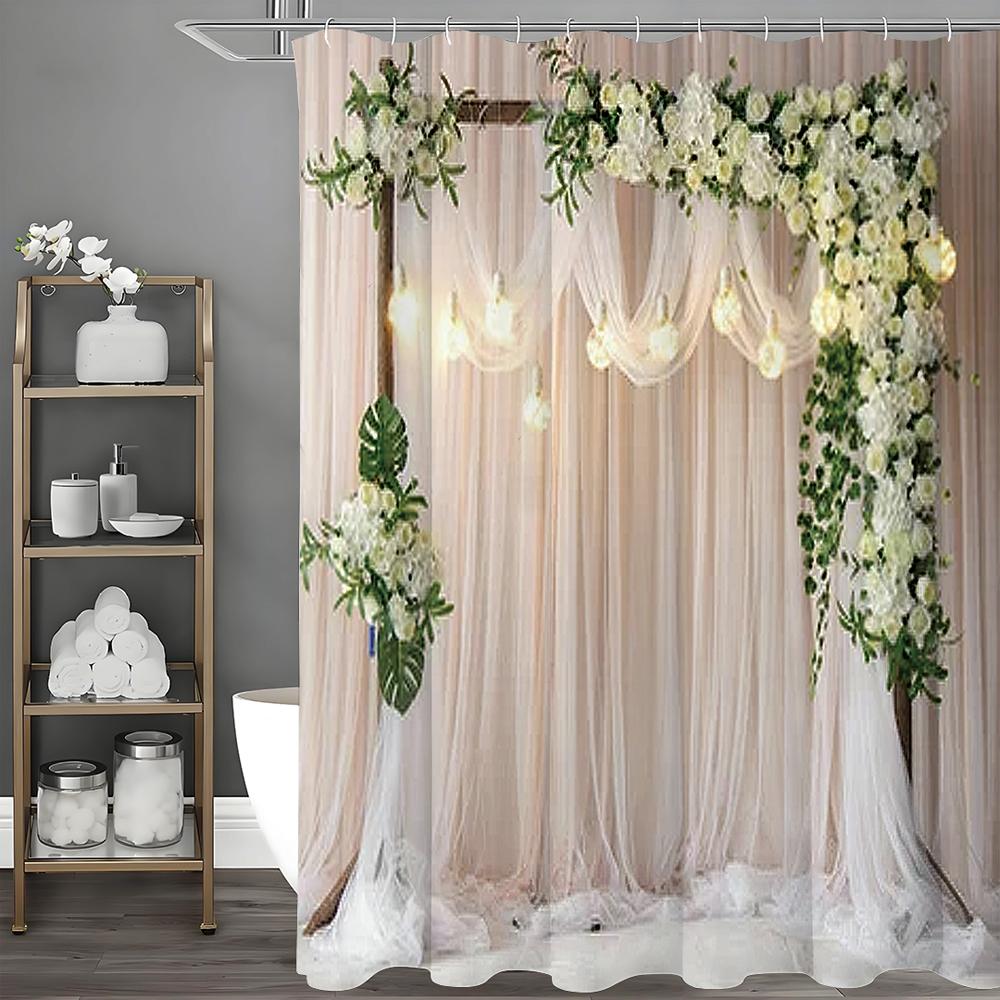 

Теплая Полимеризация Маленькая Сцена Цветочный Красочные Огни Занавеска для Душа, Декоративная Занавеска для Душа для Ванной Комнаты, Водонепроницаемая Занавеска для Душа 200*180cm