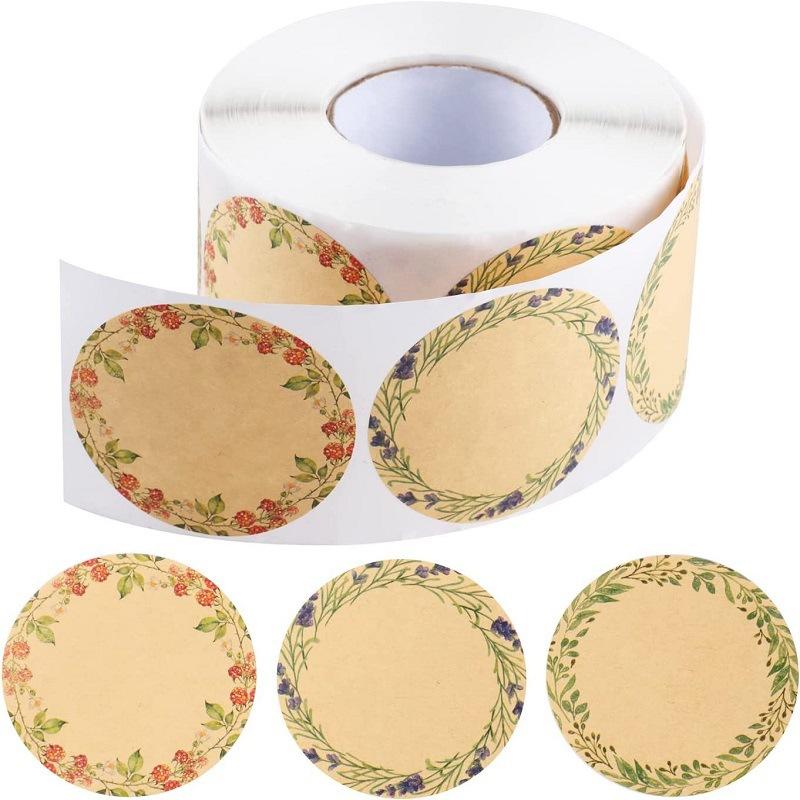50MM, 500 Stickers/roll, Kraft Paper, Thank You Can Stickers, Handmade, Adhesive Baking Decoration, Circular Stickers