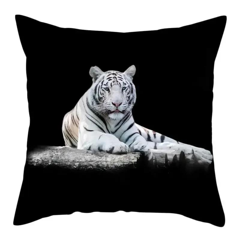 Home Decor Animal World Tiger Lion Pattern Polyester Pillowcase Cushion Cover For Bedroom Living Room Funda De Almohada