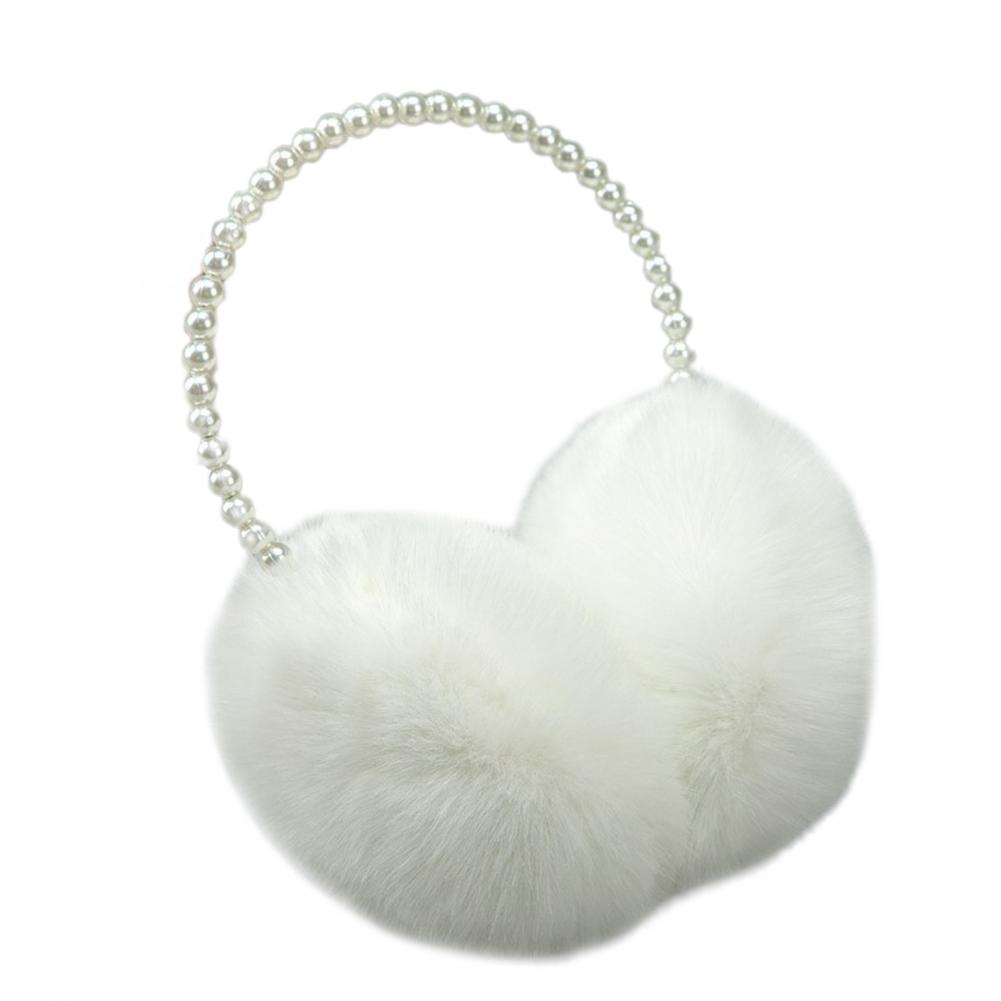 

Осенне-зимние женские наушники с однотонным искусственным жемчужным декором, искусственный мех кролика, плюшевые утеплители для ушей, нескользящие, легкие, с защитой для ушей